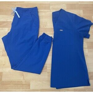Figs Women’s Set Catarina Scrub Top XXL Jogger Bottom XL/T Royal Blue